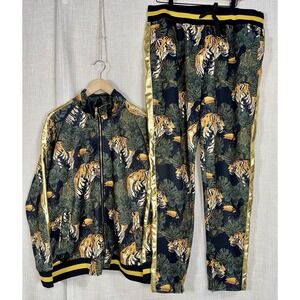 Women's 3XL 3X Victorious Jungle Tiger 2 Piece Tracksuit Set Jacket Pants Men's